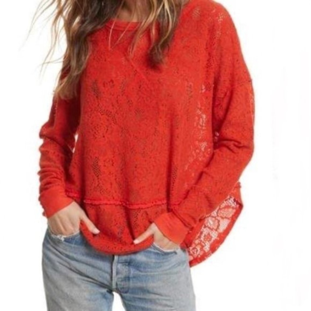 •Free People• Velvet Lace Top